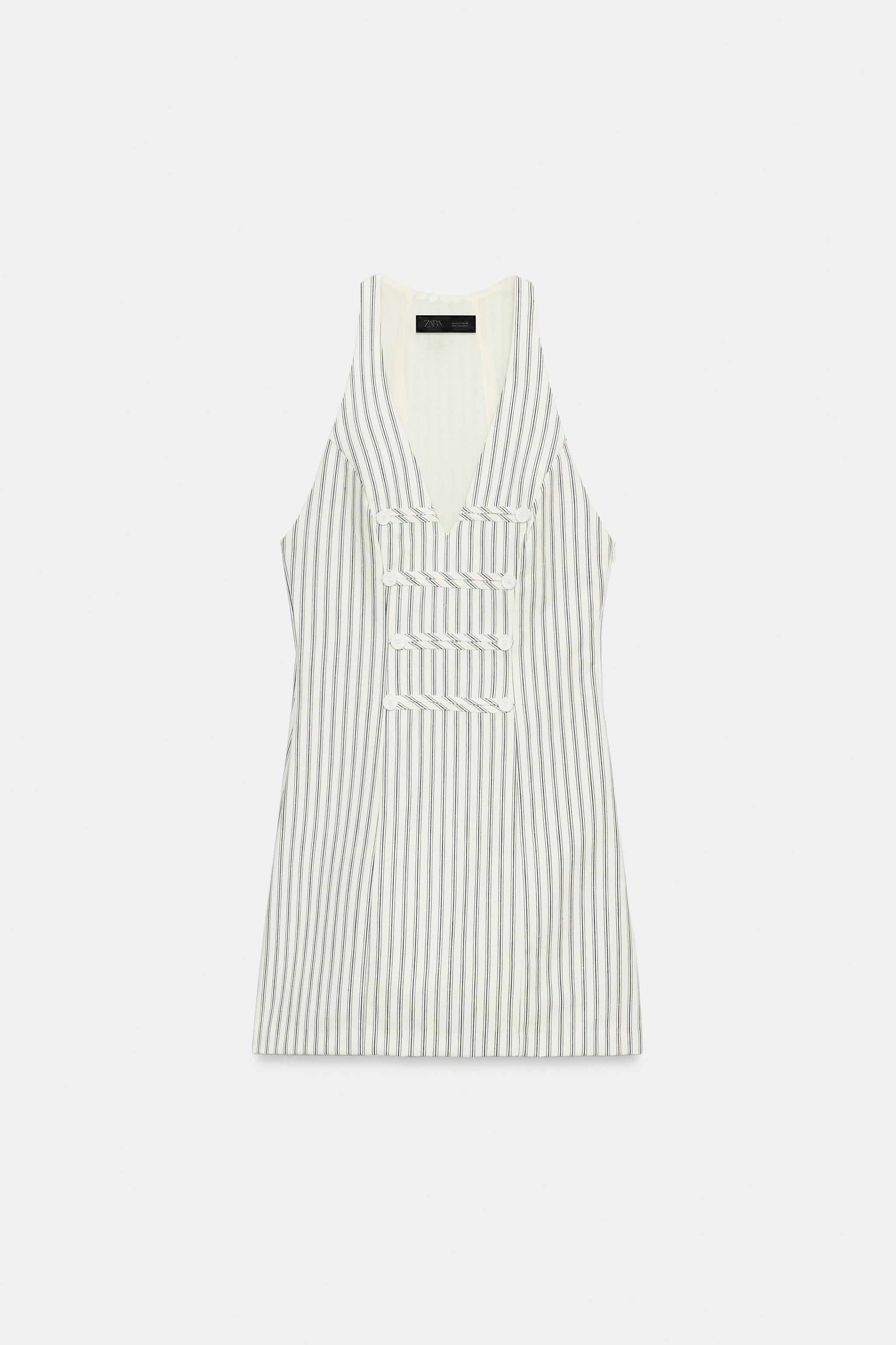 ROBE COURTE RAYÉE À BOUTONS